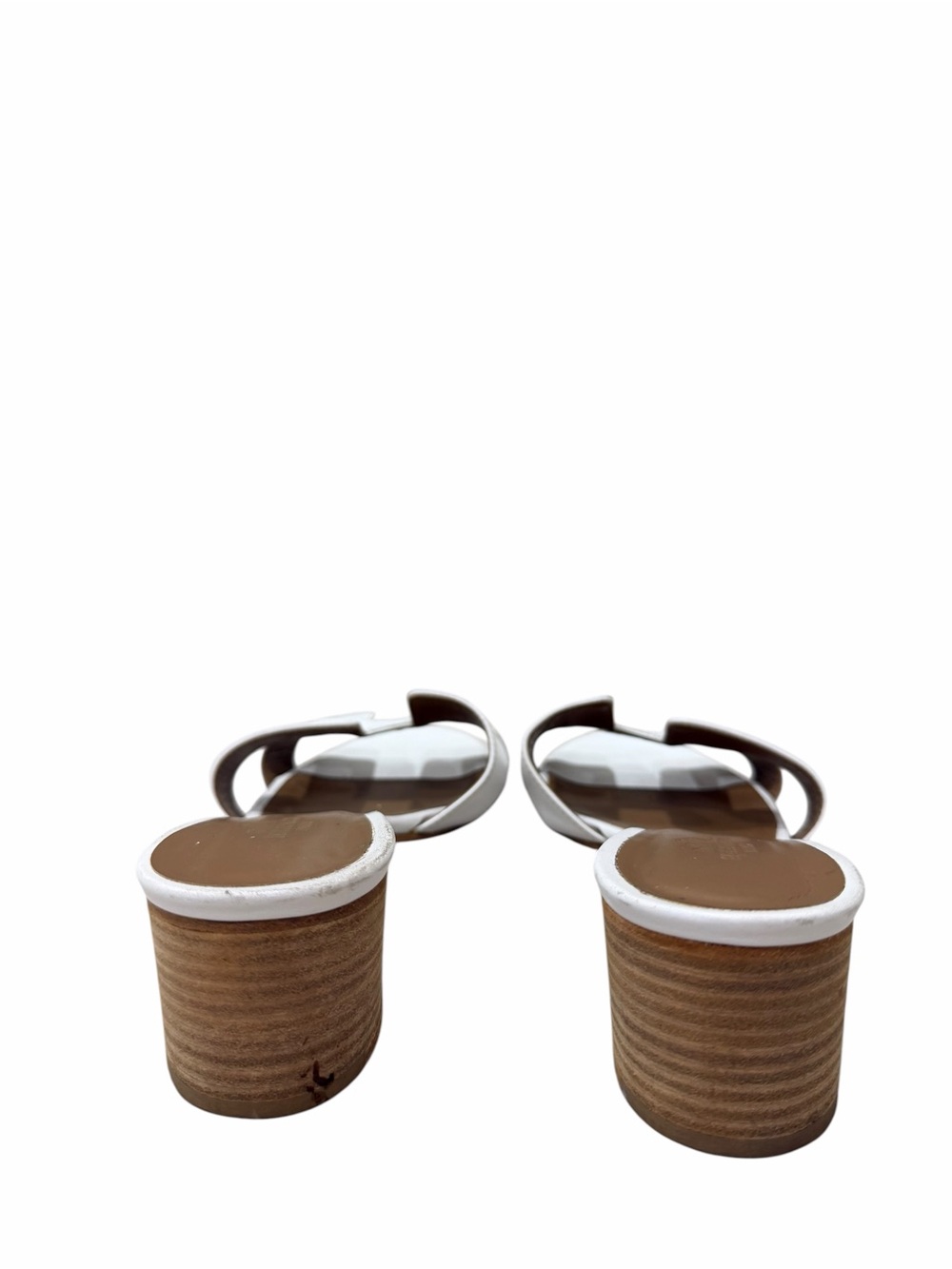 Hermès Oasis Sandals White Leather Slide Heels Women’s EU 39 - Picture 5 of 11